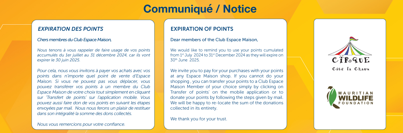 Communiqué | Point Expiration